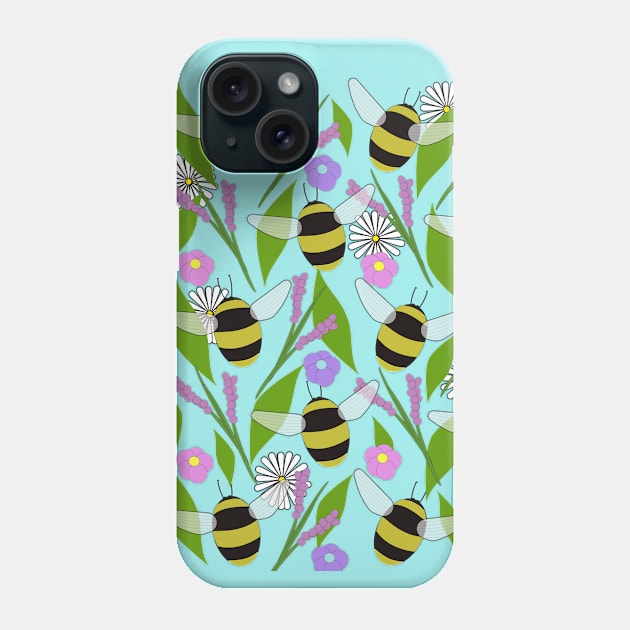 Bumble bee in wild flowers Phone Case by designInk