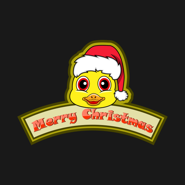 Sticker and Label Of  Duck Character Design and Merry Christmas Text. by tedykurniawan12