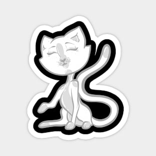 Grayscale Happy Cat Magnet