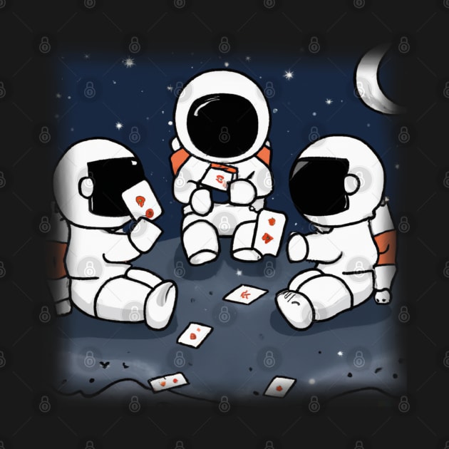 Astronaut Playing Cards In Space by maxdax