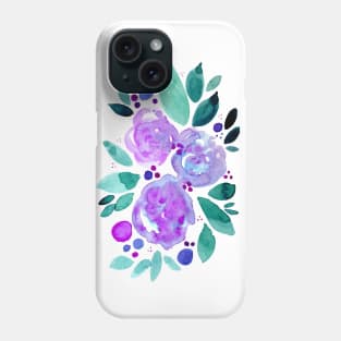 Watercolor flower bouquet - purple and green Phone Case