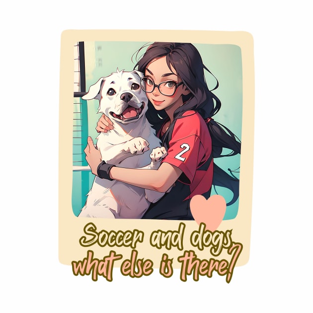 Soccer and dogs, what else is there? (girl glasses white pit bull) by PersianFMts