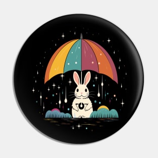 Arctic Hare Rainy Day With Umbrella Pin