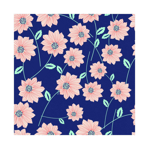 Blue & Pink Floral Pattern by FloralPatterns