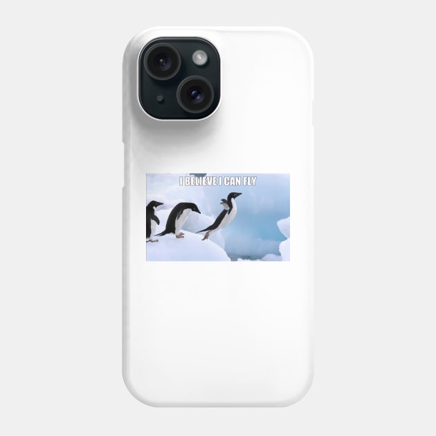 I Believe I Can Fly Penguin Phone Case by FlashmanBiscuit