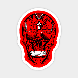 Red and Black Day of the Dead Skull Magnet