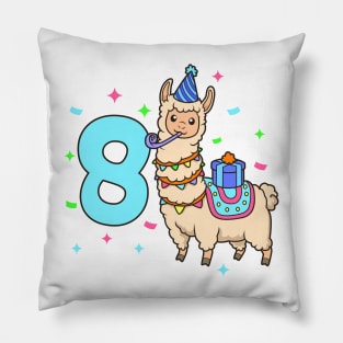 I am 8 with Lama - kids birthday 8 years old Pillow