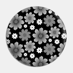 Black and white flower pattern Pin