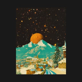 Sunny Village On The Snow Moon - Space Collage, Retro Futurism, Sci-Fi T-Shirt