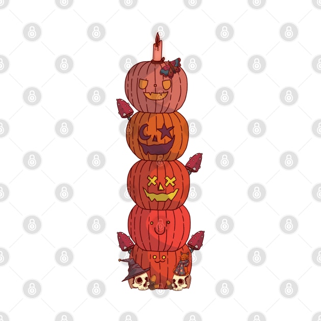 Totem Pumpkins by Swadeillustrations