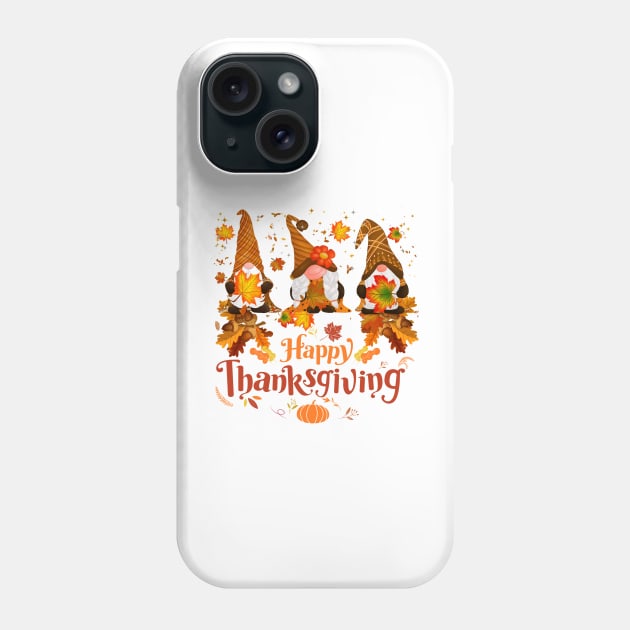 Happy Thanksgiving Gnomes Autumn Leaves Phone Case by TammyWinandArt