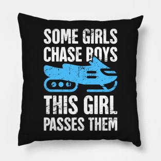 Some Girls Chase Boys - Funny Snowmobile Design Pillow