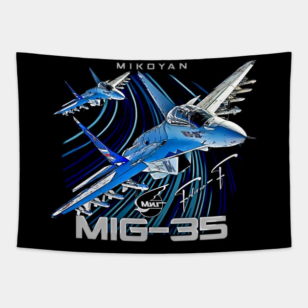 MIG35 Fulcrum-F Multirole Fighterjet Tapestry by aeroloversclothing