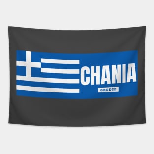 Chania City with Greek Flag Tapestry