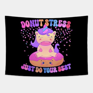 Don't Stress Best Testing Day Donut Unicorn Tapestry