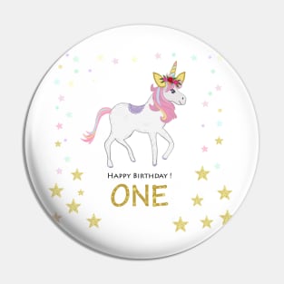 First birthday greeting. One. Magical Unicorn Birthday invitation. Party invitation Pin