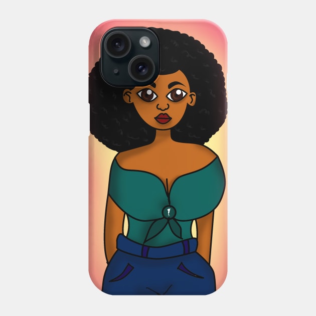 Black girl magic digital art Phone Case by Spinkly Creations 