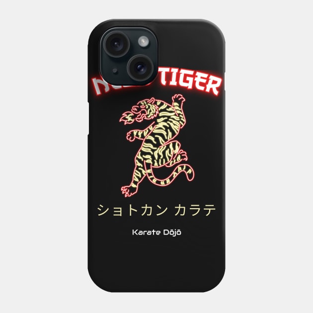 Neon Tiger: Shotokan Dojo Cyber-punk Phone Case by JustJoshDesigns