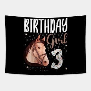 Horse Animal Lovers 3rd Birthday Girl Tapestry