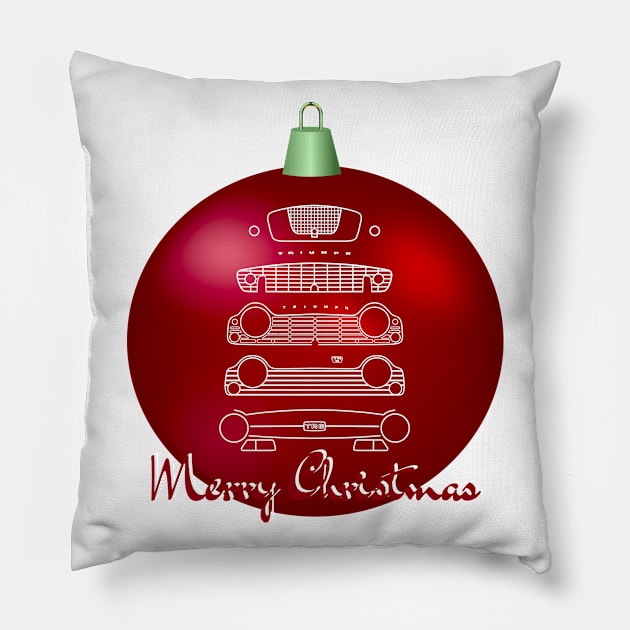 Triumph TR British sports car evolution Christmas ball special edition Pillow by soitwouldseem