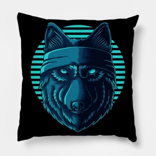 Blue Wild Wolf Pillow