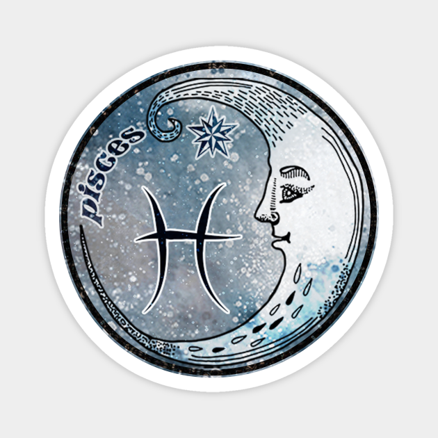 Pisces Moon Sign Astrology Zodiac Symbol Stars and Crescent Moon