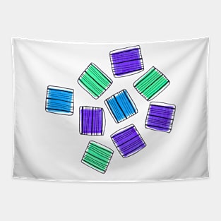 Striped Squares Mint Blue Lavender Tapestry