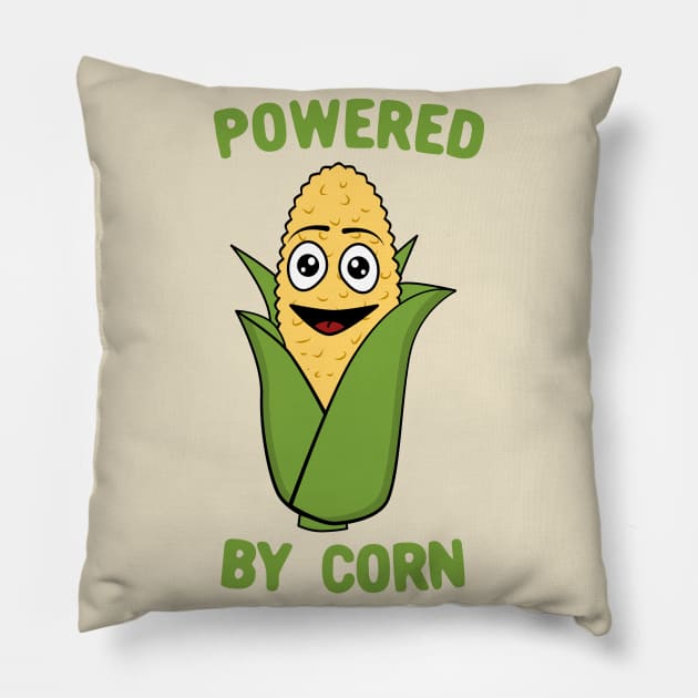 Powered By Corn, Cute Kawaii Corn Pillow by KawaiinDoodle