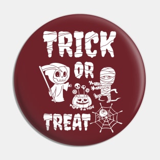 Trick or treat, cute grim reaper, cute mummy, Halloween Pin