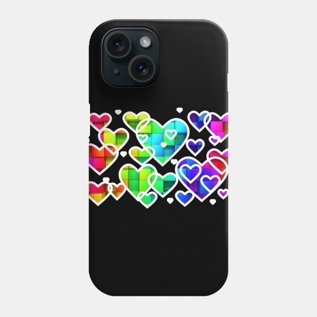 Rainbow hearts white Phone Case by Thirrin