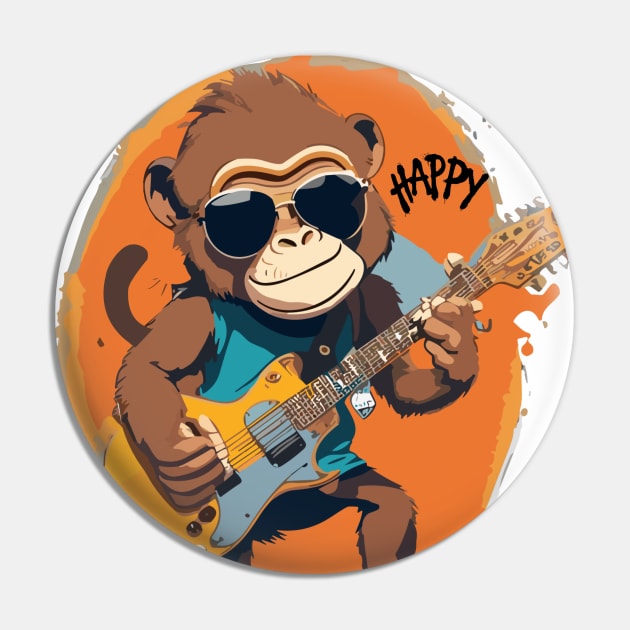 Monkey Play Guitar Pin by ReaBelle