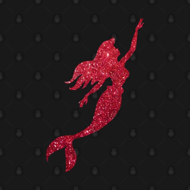 Red Faux Glitter Mermaid Silhouette by Felicity-K