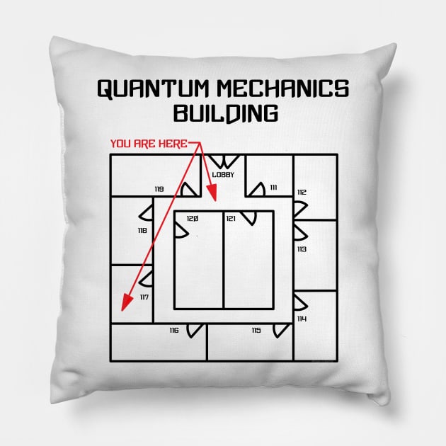 Black Quantum Mechanics Building Pillow by Barthol Graphics