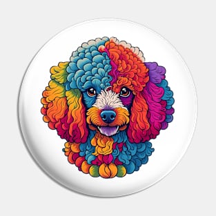 Cute Poodle Dog Colorful Vivid Face Pin