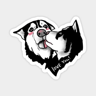 Awkward Siberian Husky Kiss Magnet