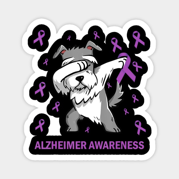 Alzheimer Awareness Dabbing Schnauzer Purple Ribbon Gift Magnet by thuylinh8