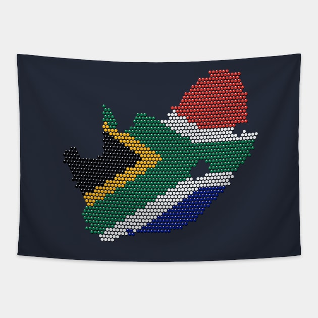 South Africa Flag Map Traditional BeadWork Effect Tapestry by BraaiNinja