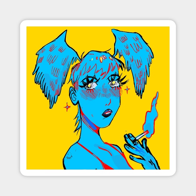 Smoking girl! Magnet by snowpiart