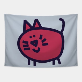 Viva Magenta Color of the Year 2023 Round Cat Tapestry