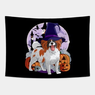 Papillon Cute Dog Scary Halloween Witch Pumpkin Tapestry
