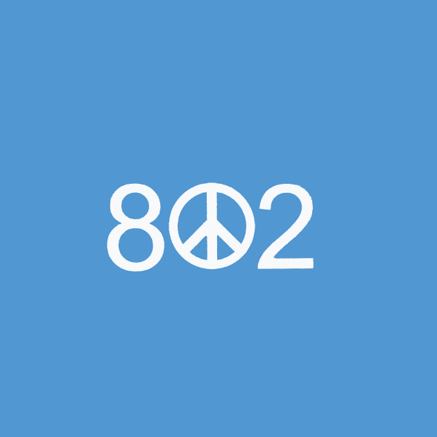 802 Vermont Peace Area Code - NEW - Smaller lettering version by alittlebluesky