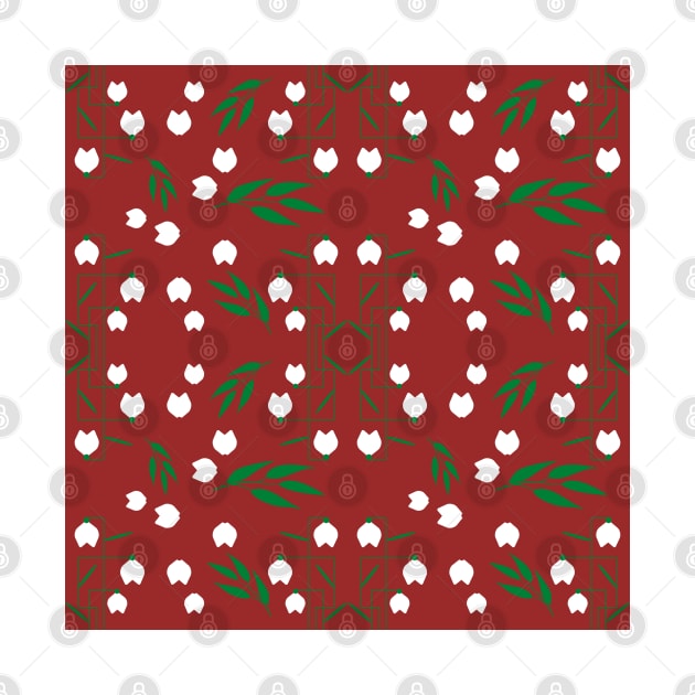 Snowdrop Flowers Pattern in Garnet Color by aybe7elf