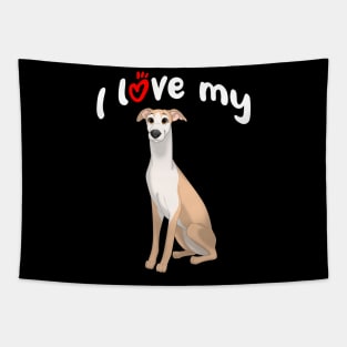 I Love My Fawn & White Whippet Dog Tapestry