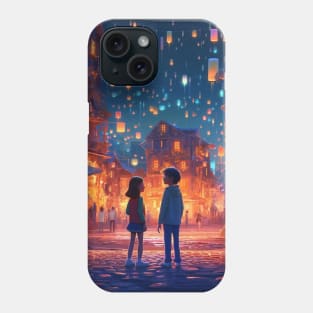 boy and girl in a beautiful fairy tale city Phone Case