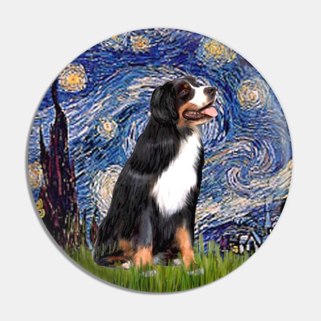 Starry Night Adaptation with a Bernese Mountain Dog Pin by Dogs Galore and More