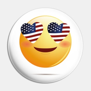 American Flag Funny Emoji Pin