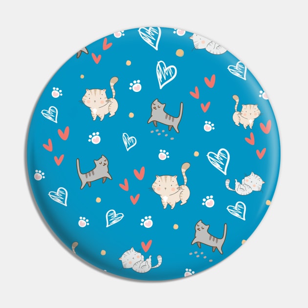 Cute Cat Love Pattern Pin by STUDIOVO