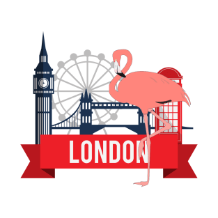 Flamingo in London England Travel Icons T-Shirt