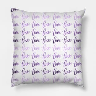 Love in Purple Gradient Pattern Modern Calligraphy Lettering Pillow