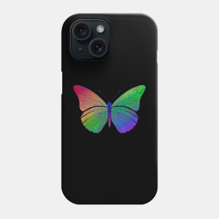 Butterfly design created using line art - colorful rainbow background version Phone Case